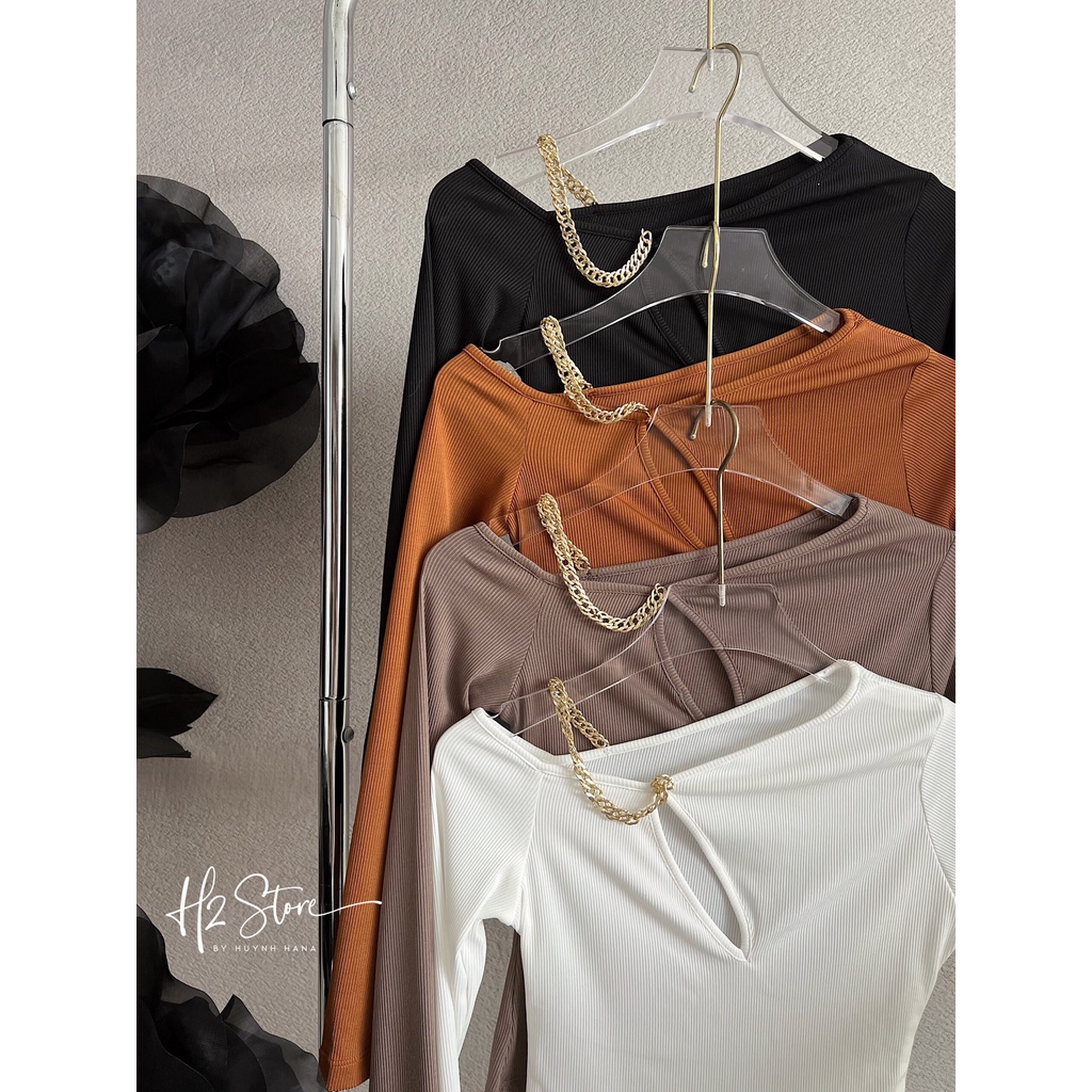 ÁO TAY DÀI XÉO DÂY XÍCH  - QA03675