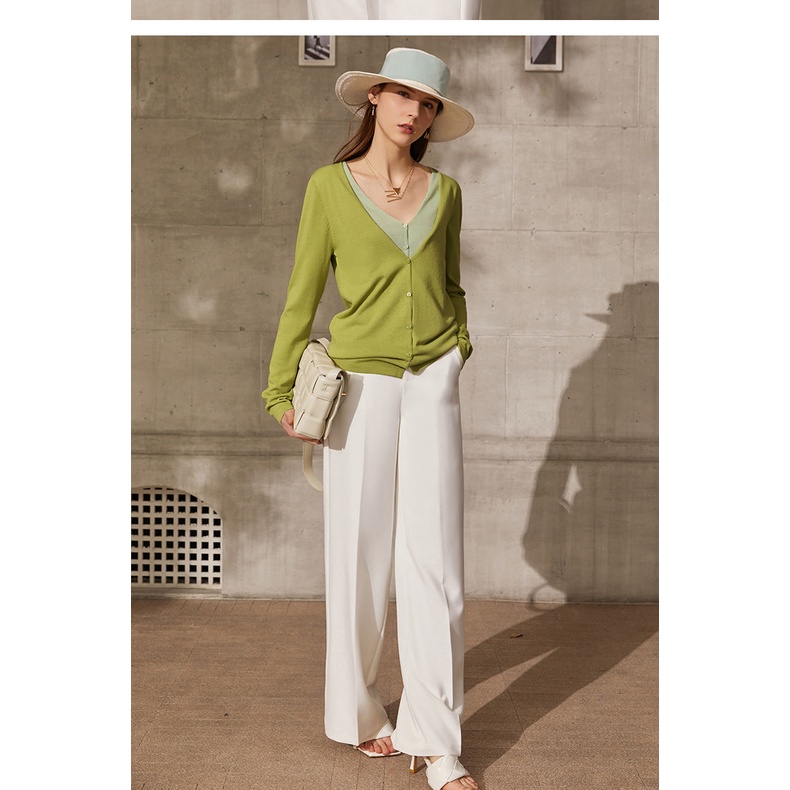 Áo Khoác Len Giả Hai Mảnh Mềm Mại Thoải Mái Thiết Kế Cổ Chữ V Dáng Ôm