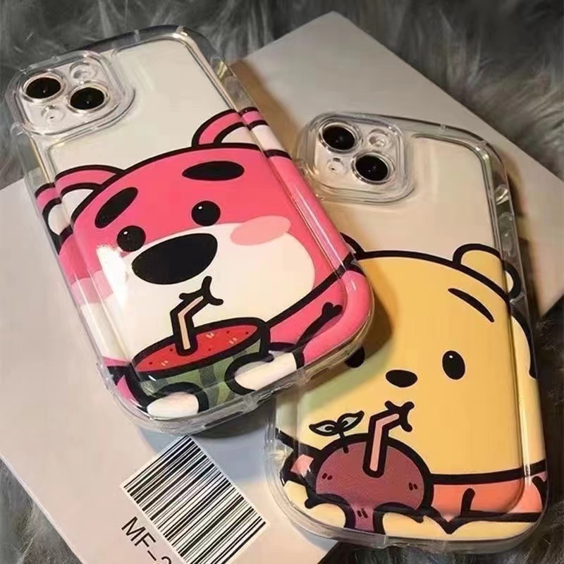 Ốp Lưng iphone Gấu dâu tây dễ thương Vinnie Gấu xà phòng đệm không khí vỏ mềm Cho iPhone 6 / 6S / 6splus / se / 7 / 7plus / 8 / 8plus / X / xs / xsmax / 11 / 12 / 13 / 14 /pro max-401