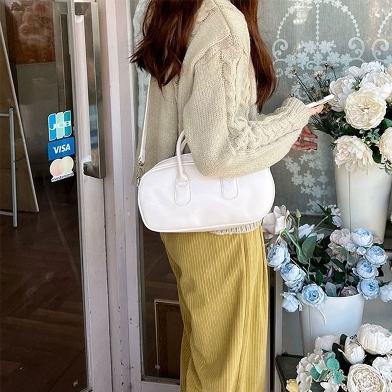 AlphaZ Túi Đeo Vai Bằng Da Màu Trơn Phong Cách Hàn Quốc Giản Dị Phù Hợp Với Mọi Loại Đậu Nhỏ Dễ Dàng Mang Theo Khi Đi Du Lịch