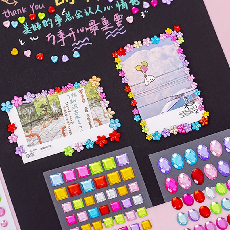 Miếng Dán Trang Trí Album Ảnh Bằng Acrylic Đính Đá Lấp Lánh Độc Đáo DIY