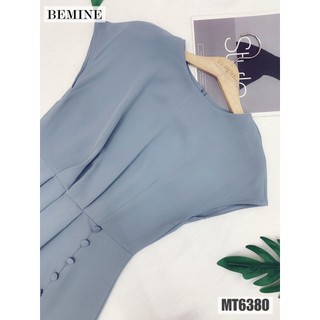 Đầm công sở cổ tròn xếp ly eo BEMINE MT6380