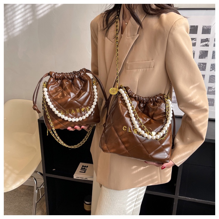 Túi Xách JASMIN NOIR Đeo Chéo Họa Tiết Sọc Caro Đính Ngọc Trai Thời Trang Dành Cho Nữ