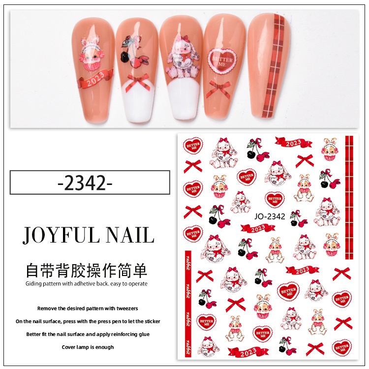 Miếng Dán Tăng Cường Móng Tay Hình Thỏ Lolita 2023