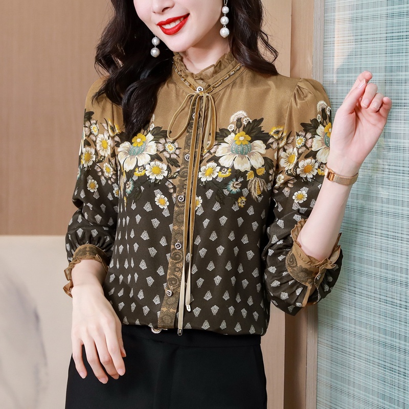 Áo Sơ Mi Lụa Mulberry Cao Cấp In Họa Tiết Thời Trang Mùa Xuân 2023 Cho Nữ