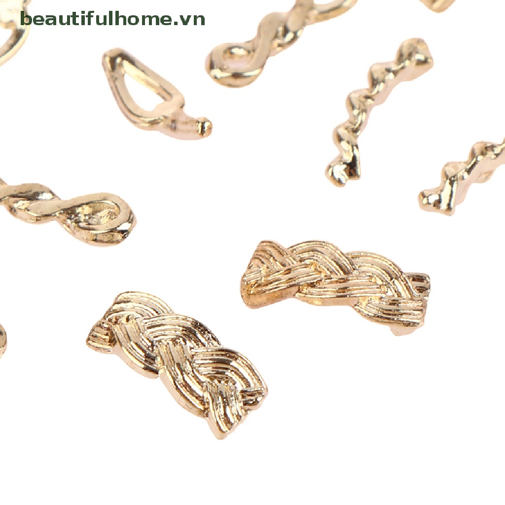 Set 10 / 20 Dây Xích Kim Loại Màu Vàng / Bạc Trang Trí Móng Tay Nghệ Thuật DIY