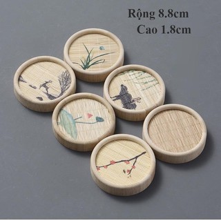 Khay đựng cốc trà chiếu trúc tre - đế lót tách trà bằng tre - cách nhiệt bộ trà đạo phụ kiện trà đạo - decor 2