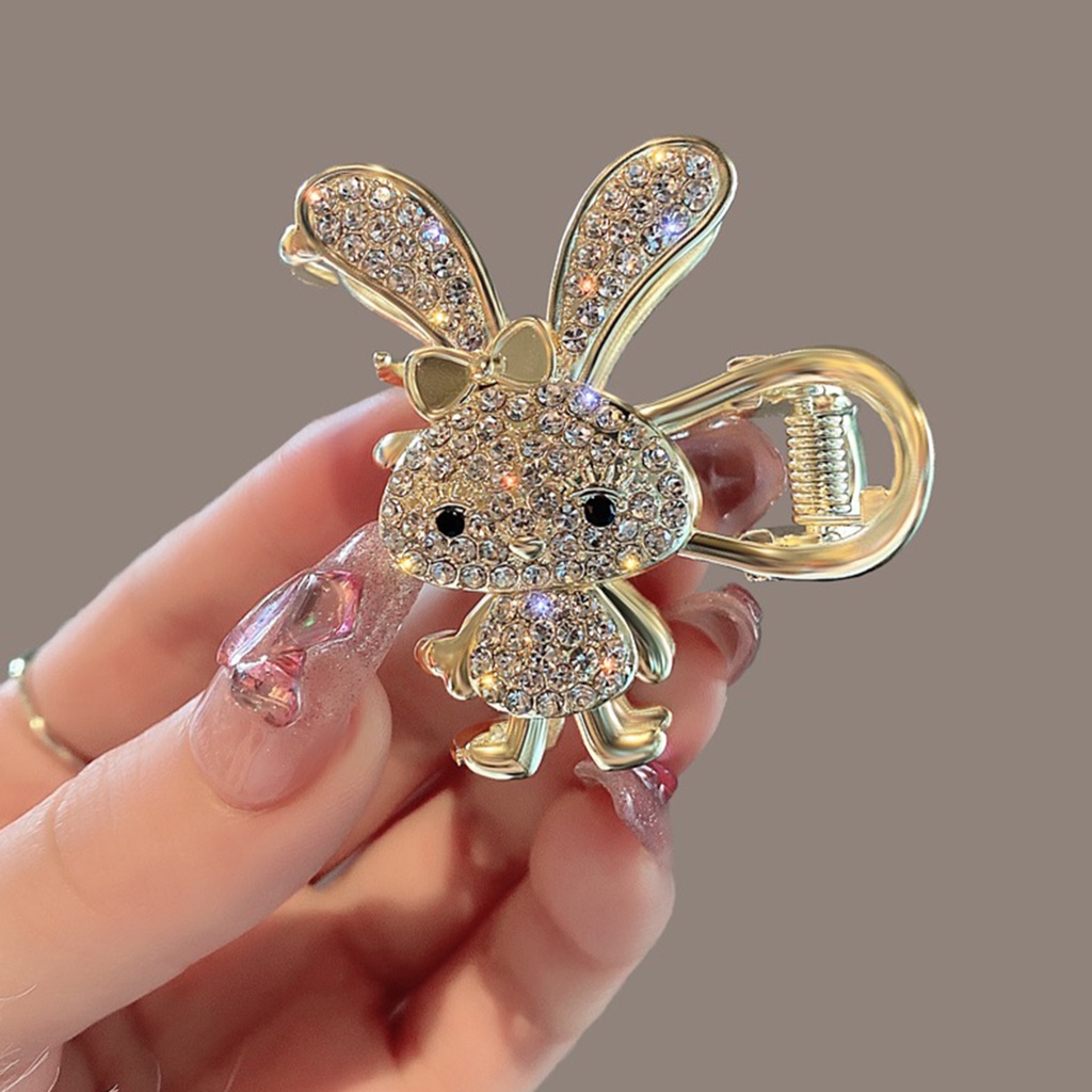 Kẹp tóc kim loại CHLINS hình thỏ đính đá thời trang cho nữ