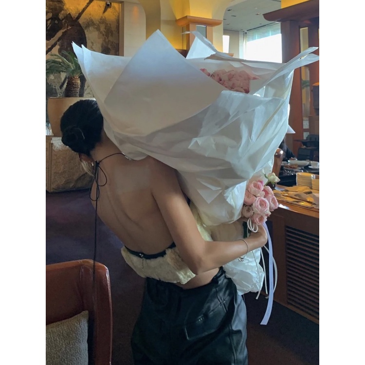 Cocory vn Áo Croptop Sát Nách Thiết Kế Hở Lưng Quyến Rũ