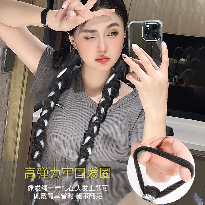 Tóc giả thắt bím MISS FANCY bằng sợi bạc kiểu 2 bên thời trang dài 60cm