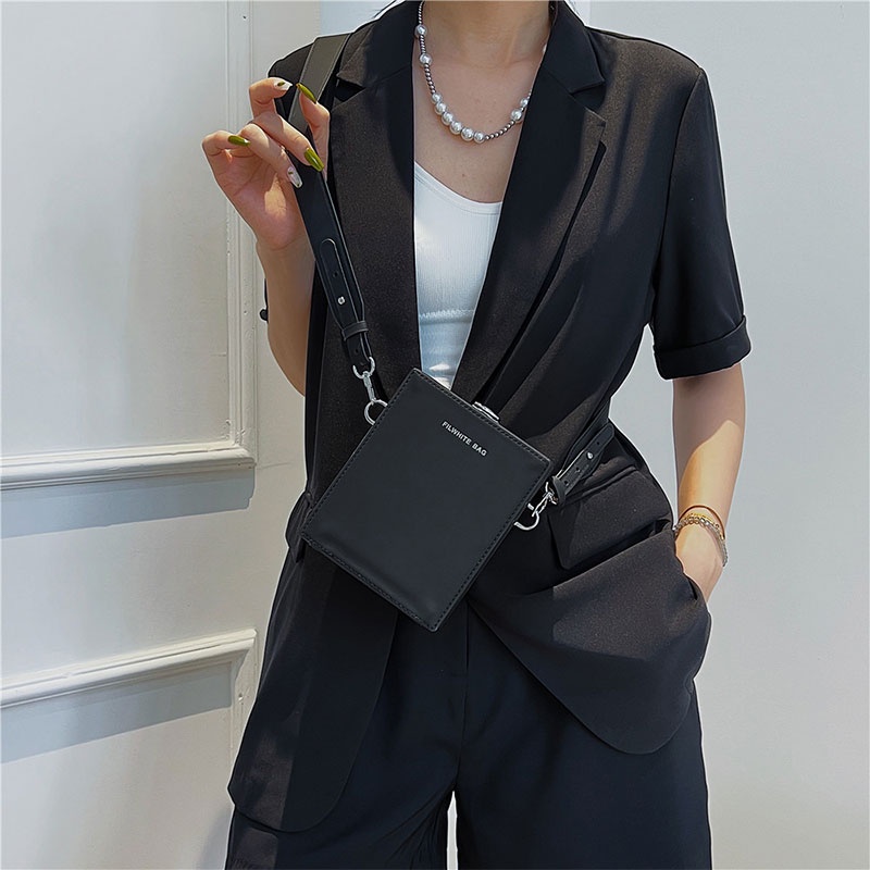 Túi đeo chéo IMELON da PU hình vuông nhỏ phong cách Hàn Quốc thời trang cao cấp dành cho nam và nữ