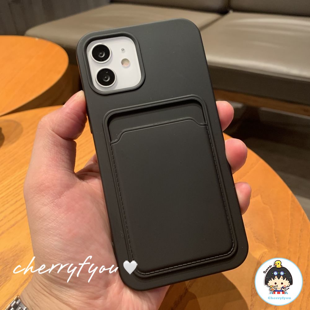 Ốp Điện Thoại Silicon Mềm Dạng Ví Đựng Thẻ Màu Trơn Sang Trọng Cho IPhone 14 13 11 12 Pro Max XS XR 7 8 14 Plus