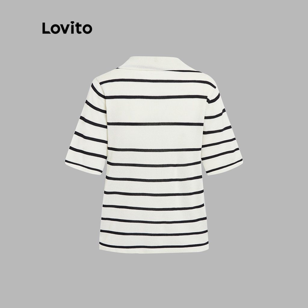 Lovito Áo Sơ Mi Phối Nút Nữ L36AD036 (Off White)