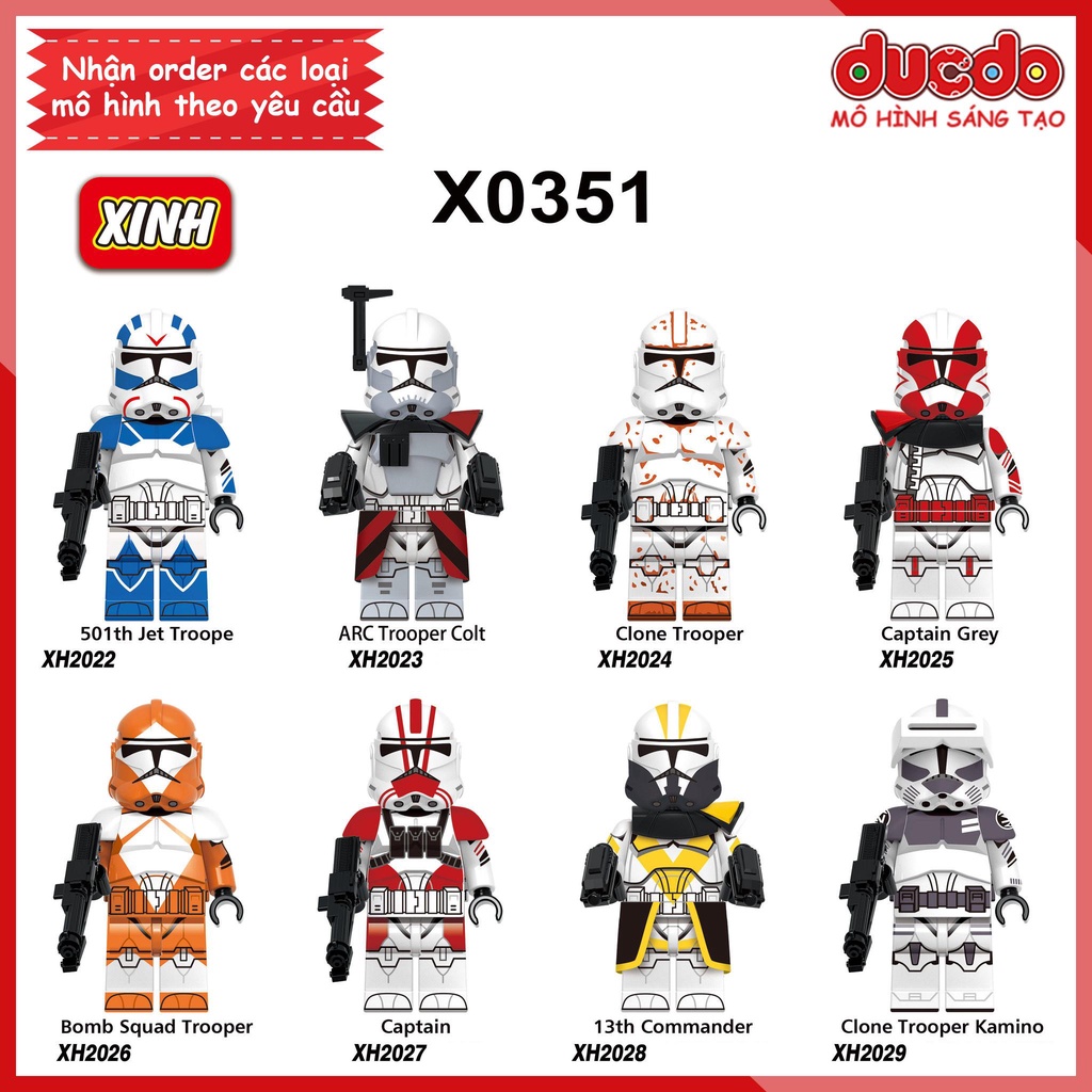 Minifigures các nhân vật trong Star Wars ARC Troopers, Commanders - Đồ chơi Lắp ghép Xếp hình Mini Mô hình XINH X0351