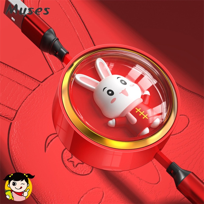 Dây Cáp Sạc Usb Type-c 3 Trong 1 Rút Được Hình Thỏ Dễ Thương Cho Ios Android