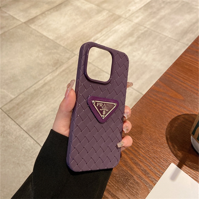 Prada For Iphone 14 12 13 Pro Max 14pro 11 ProMax 13Pro Purple Advanced Sense Triangle Phone Case for Iphone 12 13 14 12 Pro 11 Pro Max Phone Cases Back Cover