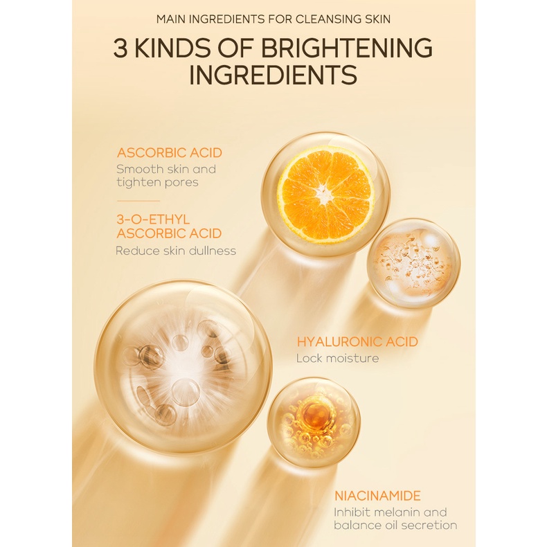 Sữa Rửa Mặt LAIKOU Vitamin C 120ml Làm Sạch Sâu Lỗ Chân Lông