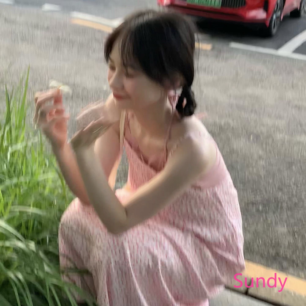 [Đã Bán Tách Biệt] Đầm Lửng Hai Dây In Họa Tiết Cherry Thời Trang Mùa Hè Phong Cách Hàn Quốc Ngọt Ngào Dành Cho Bạn