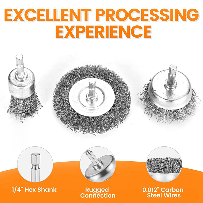 Bàn Chải Dây Điện Đầu Lục Giác 1 / 4 Inch 19 Mảnh Gắn Máy Khoan Tiện Dụng