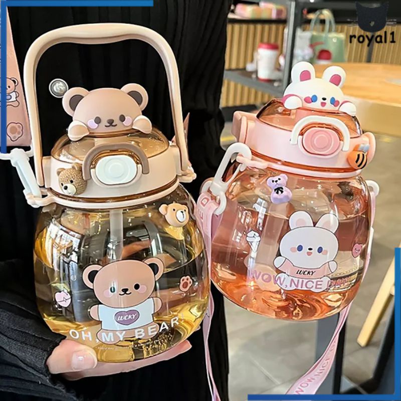 Bình Nước Hình Gấu Dễ Thương 1300Ml Cho Bé Gái Trẻ Em Có Ống Hút Bình Uống Nước Thể Thao Học Đường Trà Sữa Nước Trái Cây Dung Tích Lớn Mùa Hè Không Chứa Bpa Royal1.vn