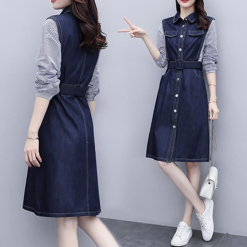 Chân váy jean Họa Tiết Kẻ Sọc Thời Trang