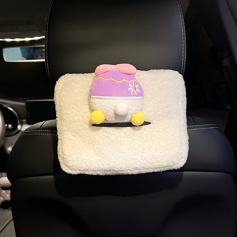 Hộp Đựng Khăn Giấy Đa Năng Họa Tiết Hoạt Hình Gắn Tấm Che Nắng Xe Hơi