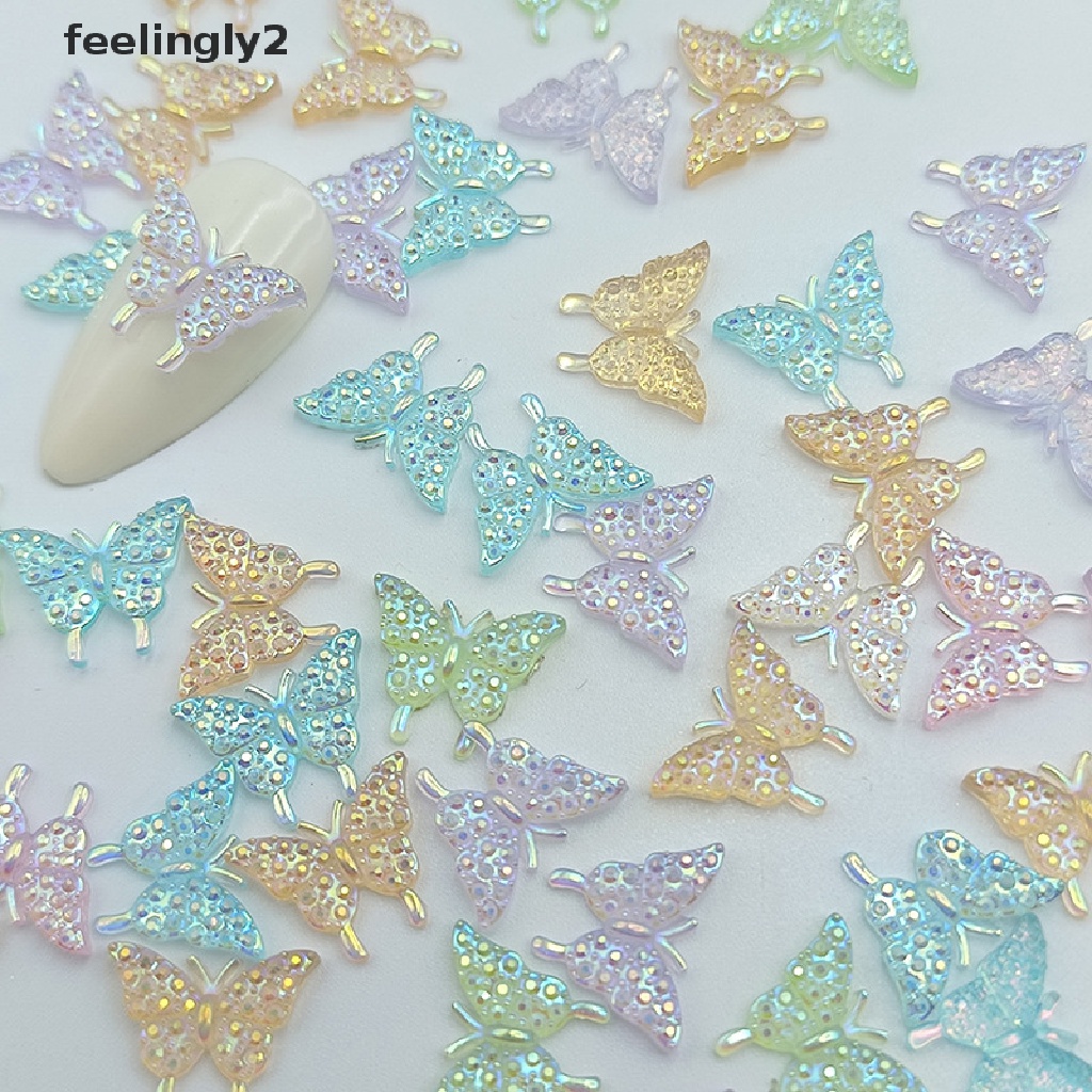Bộ 50 Phụ Kiện Trang Trí Móng Tay Hình Bướm 3D Nhiều Màu Sắc Bằng Nhựa Resin