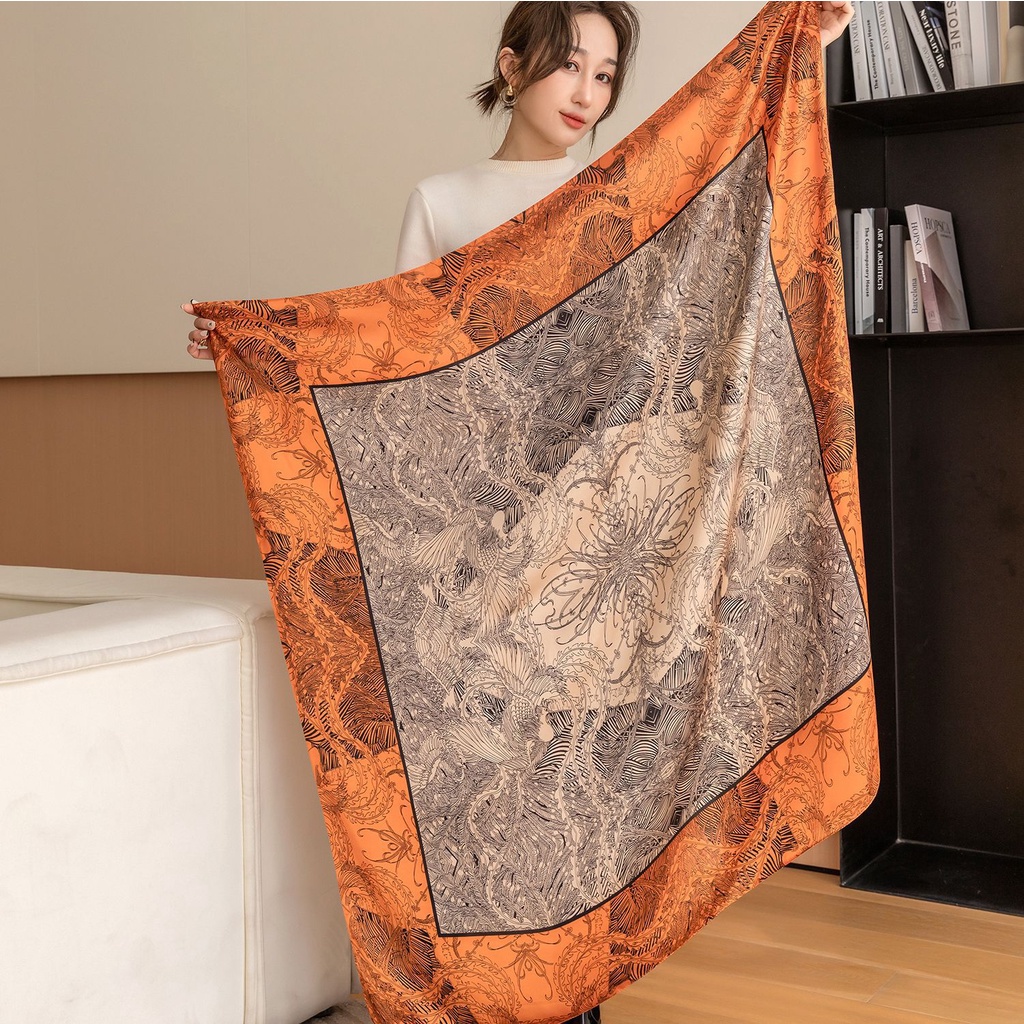 Khăn Lụa Satin Vuông 110X110 Đa Chức Năng