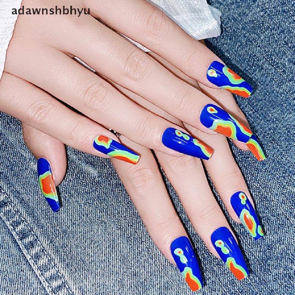 Bộ 24 Móng Tay Giả Màu Gradient Cực Quang Dùng Để Múa Ba Lê