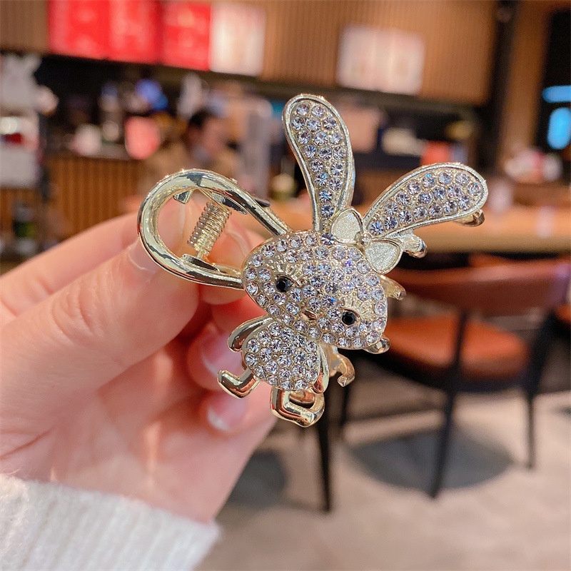 Kẹp tóc kim loại CHLINS hình thỏ đính đá thời trang cho nữ