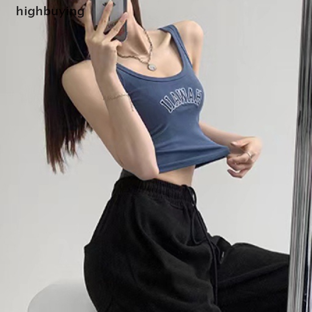 Áo Hai Dây Thêu Chữ Y2k Màu Sắc Ngọt Ngào Cho Nữ