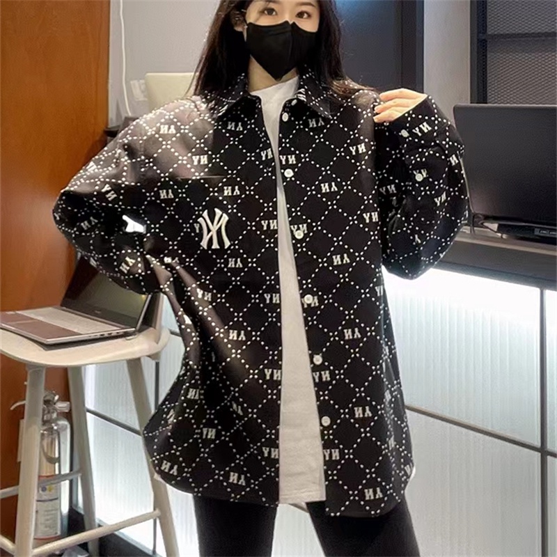 Áo Sơ Mi Dài Tay Thêu Logo MLB NY Cá Tính Cho C TNKK