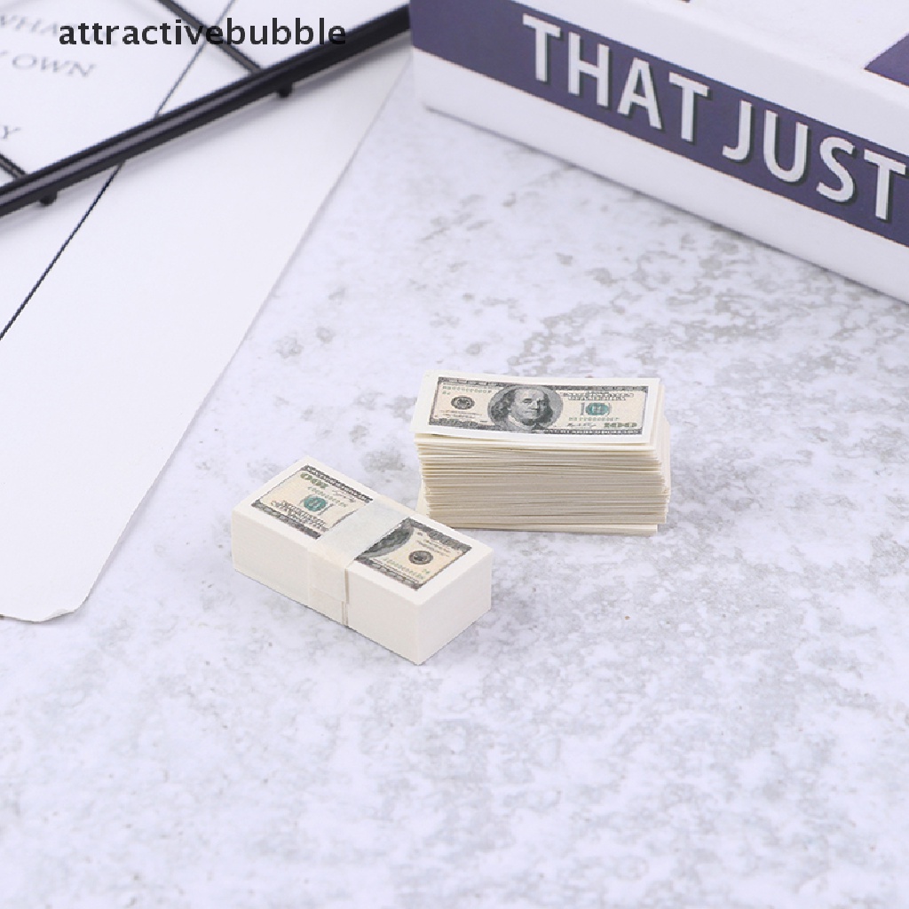 Set 100 Tờ Tiền Đô La Mini Tỉ Lệ 1: 12 Cho Nhà Búp Bê 100 Đô La