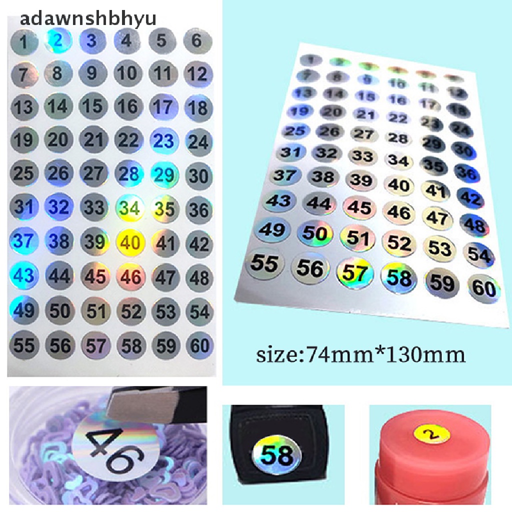 Set 6 Tấm Hình Dán Số Từ 1-180 Dùng Để Trang Trí Móng Nghệ Thuật