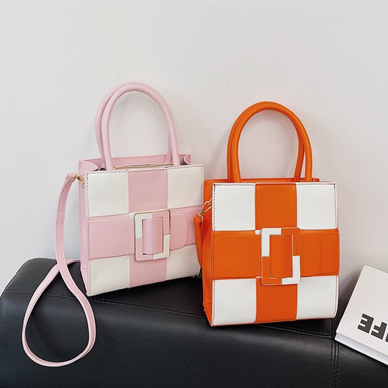 Túi Đeo Vai Họa Tiết Kẻ Sọc Màu Sắc Tương Phản Phong Cách Cổ Điển Thời Trang Cho Nữ