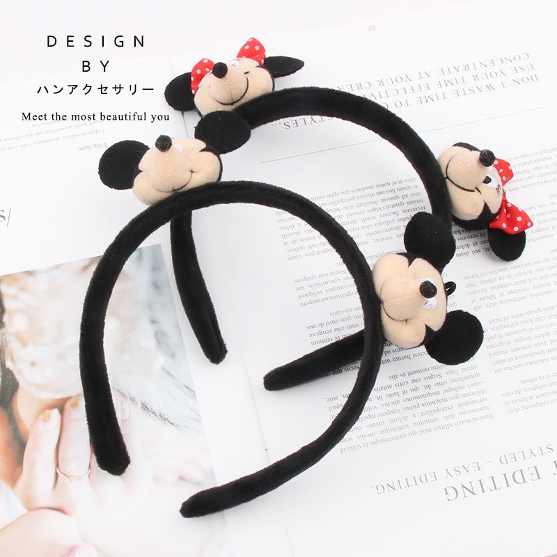 Disney Băng Đô Cài Tóc Hình Chuột Mickey Minnie Bằng Lông Nhung Dễ Thương Xinh Xắn
