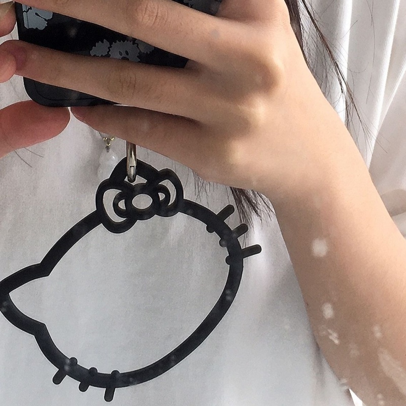 Dây Đeo Silicon + Móc Khóa Hình Mèo Hello Kitty Cho Điện Thoại
