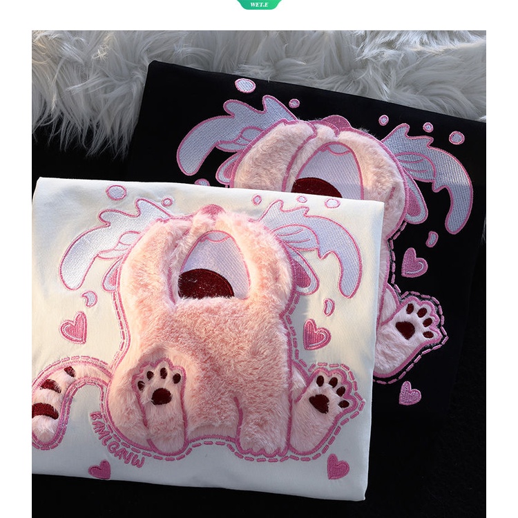 Áo Thun Tay Ngắn Thêu Họa Tiết Hoạt Hình Dễ Thương Thời Trang Mùa Hè Cho Nam Và Nữ