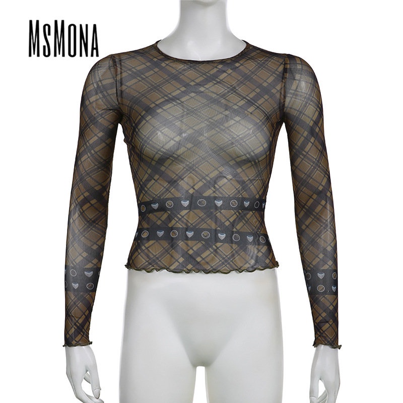 Áo Thun Tay Dài Cổ Tròn Dáng Ôm Họa Tiết Kẻ Sọc Thời Trang 2023 Cho Nữ