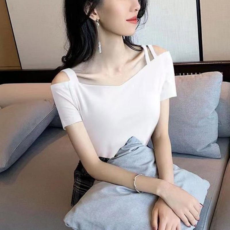 Áo Croptop Trễ Vai Tay Ngắn Y2k Y2k Thời Trang Quyến Rũ Cho Nữ