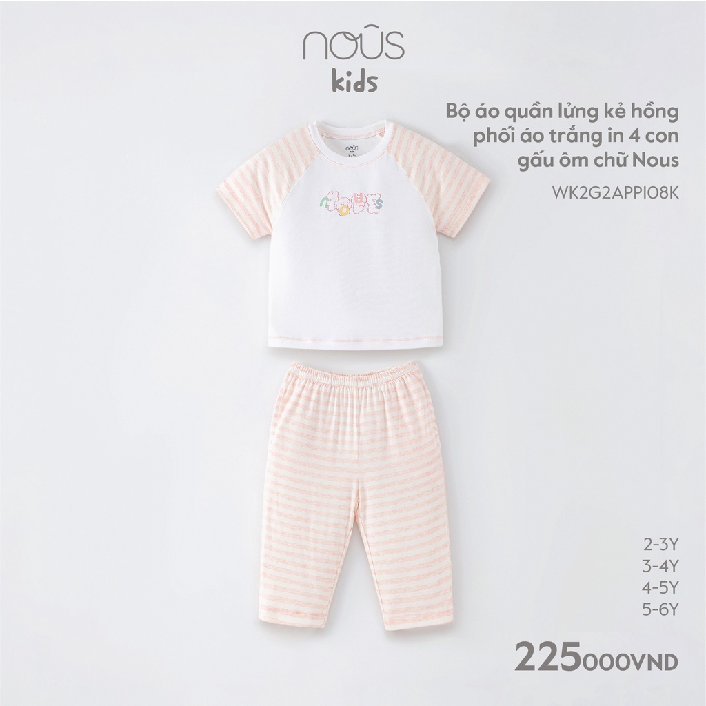 Bộ quần áo cộc, lửng Nous nhiều màu sắc họa tiết chất liệu thoải mái cho bé từ 2-3 tuổi đến 5-6 tuổi