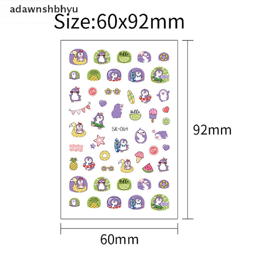 Miếng Dán Trang Trí Móng Tay Họa Tiết Động Vật Hoạt Hình 3D Đáng Yêu Cho Bé