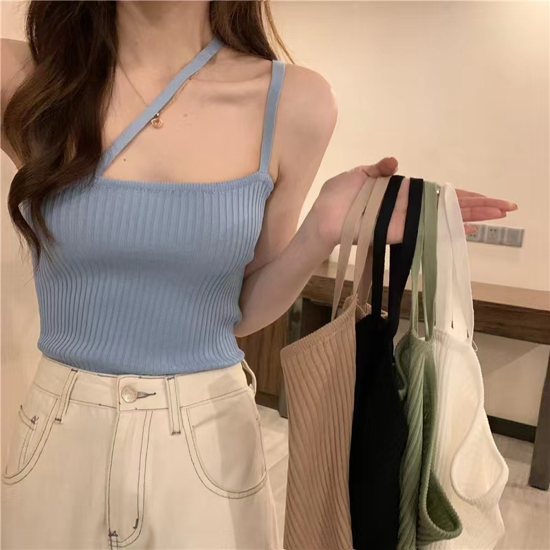 Áo Croptop Dệt Kim Trễ Vai Thiết Kế Mới Quyến Rũ Cho Nữ