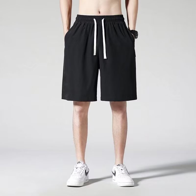 Quần Short Vải Lụa Lạnh Màu Trơn Dáng Rộng Thoáng Khí Cá Tính Cho Nam