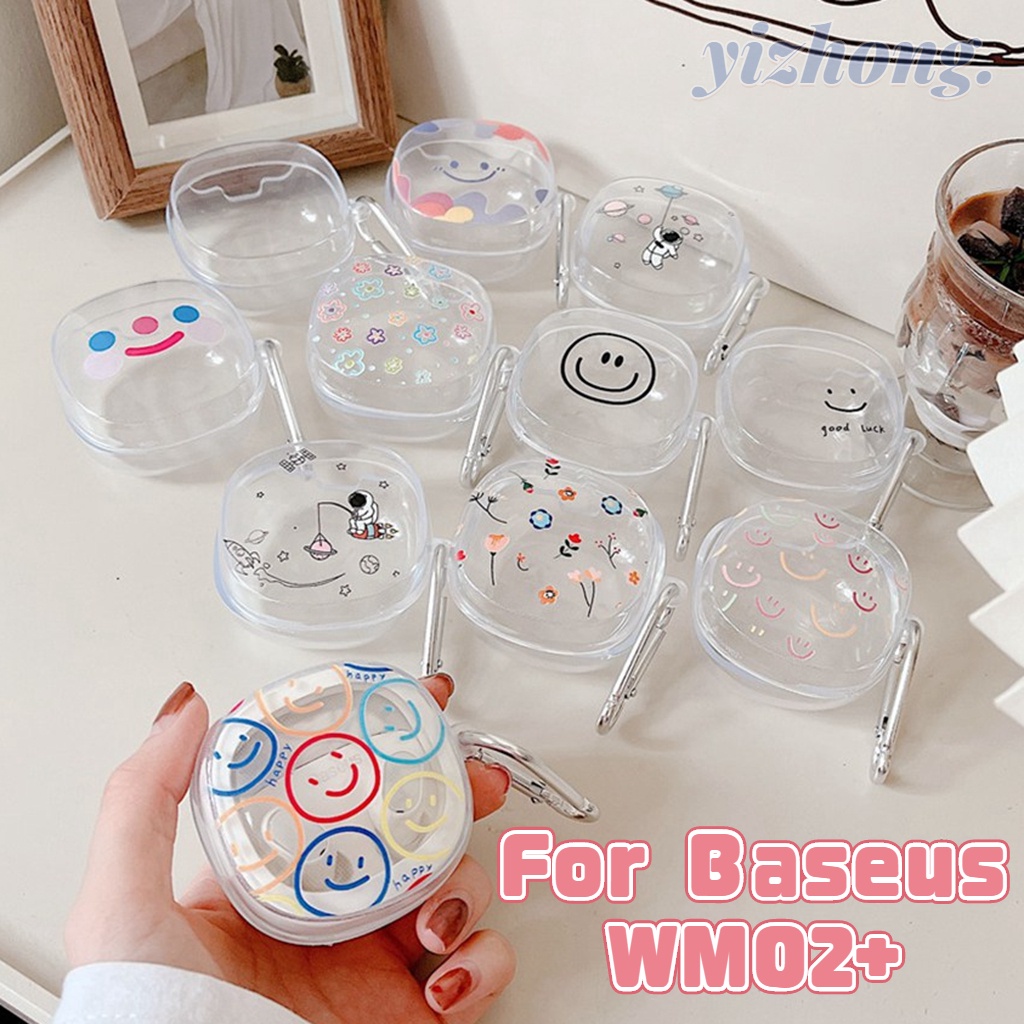 Vỏ Bảo Vệ Hộp Sạc Tai Nghe Không Dây Baseus WM02 + Bằng TPU Mềm Họa Tiết Hoa Cười Nhiều Màu Chống Sốc Chống Thất Lạc