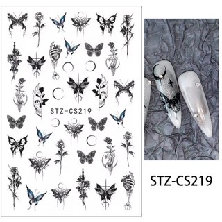 Sticker Dán Móng Hình Hoa Hồng Đen Và Bướm