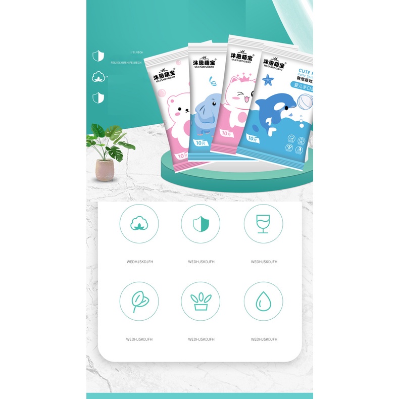 SHIHE Bộ 10 Khăn Ướt Không Gây Kích Ứng Thích Hợp Cho Trẻ Sơ Sinh