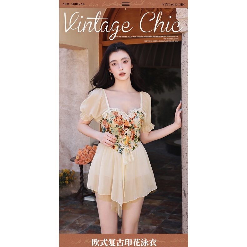 Đồ Bơi Một Mảnh Phong Cách Retro Thời Trang Cao Cấp Cho Nữ