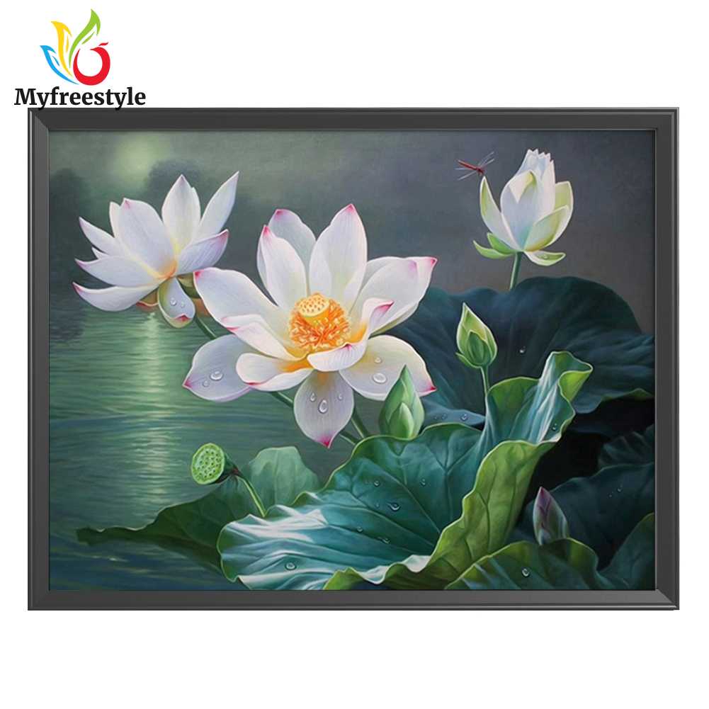 50*40CM Bộ Tranh Thêu Chữ Thập Tự Làm Hình Hoa Sen 50X40Cm 11Ct (Jl187 A)