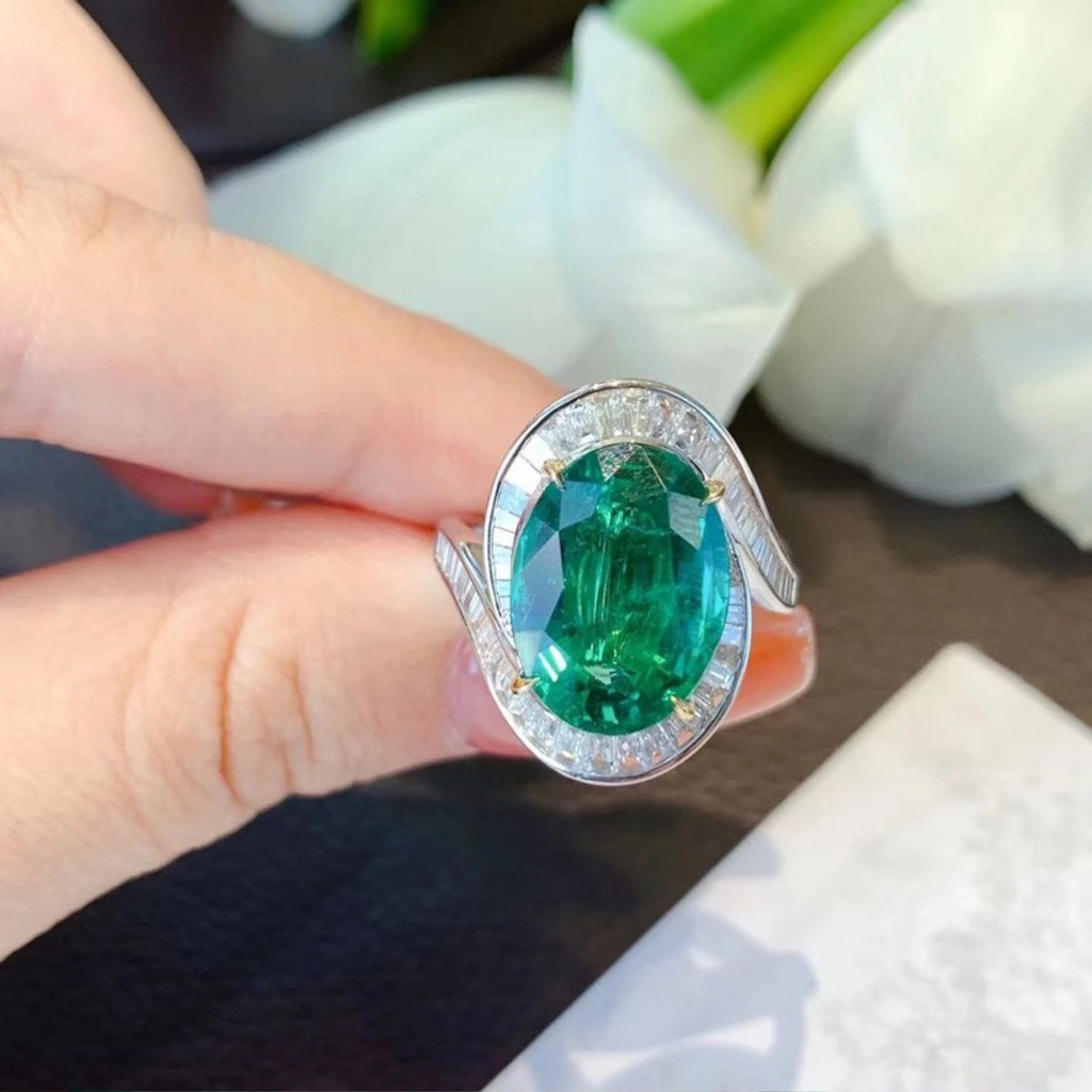 Zambia vintage jade blue diamond ring, suitable for women